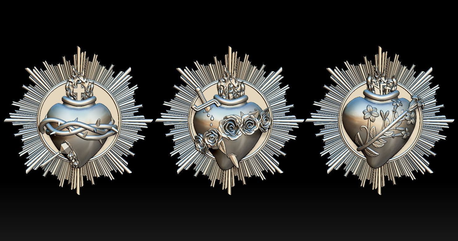 Three sacred hearts 3D print model 3D Model Collection 2 _5