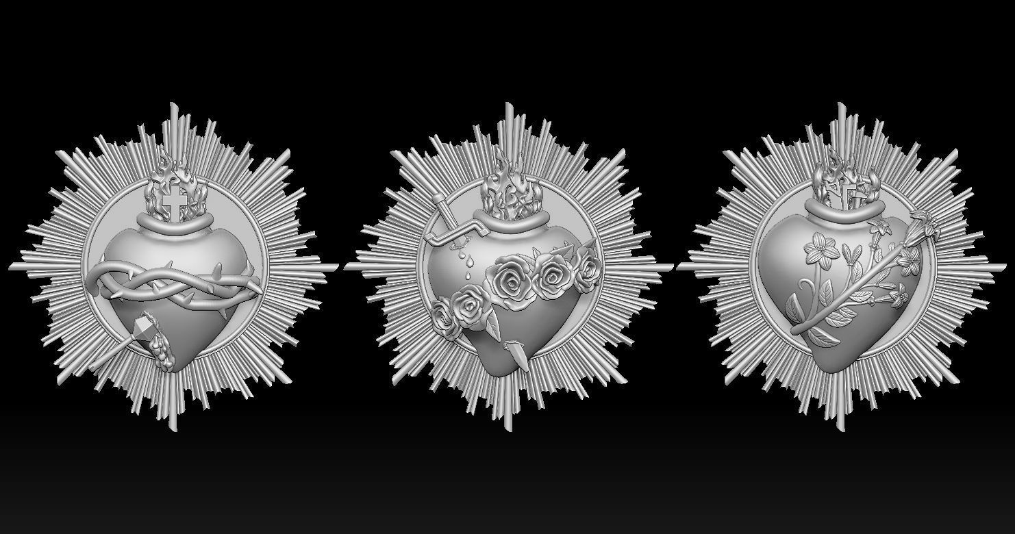 Three sacred hearts 3D print model 3D Model Collection 2 _4