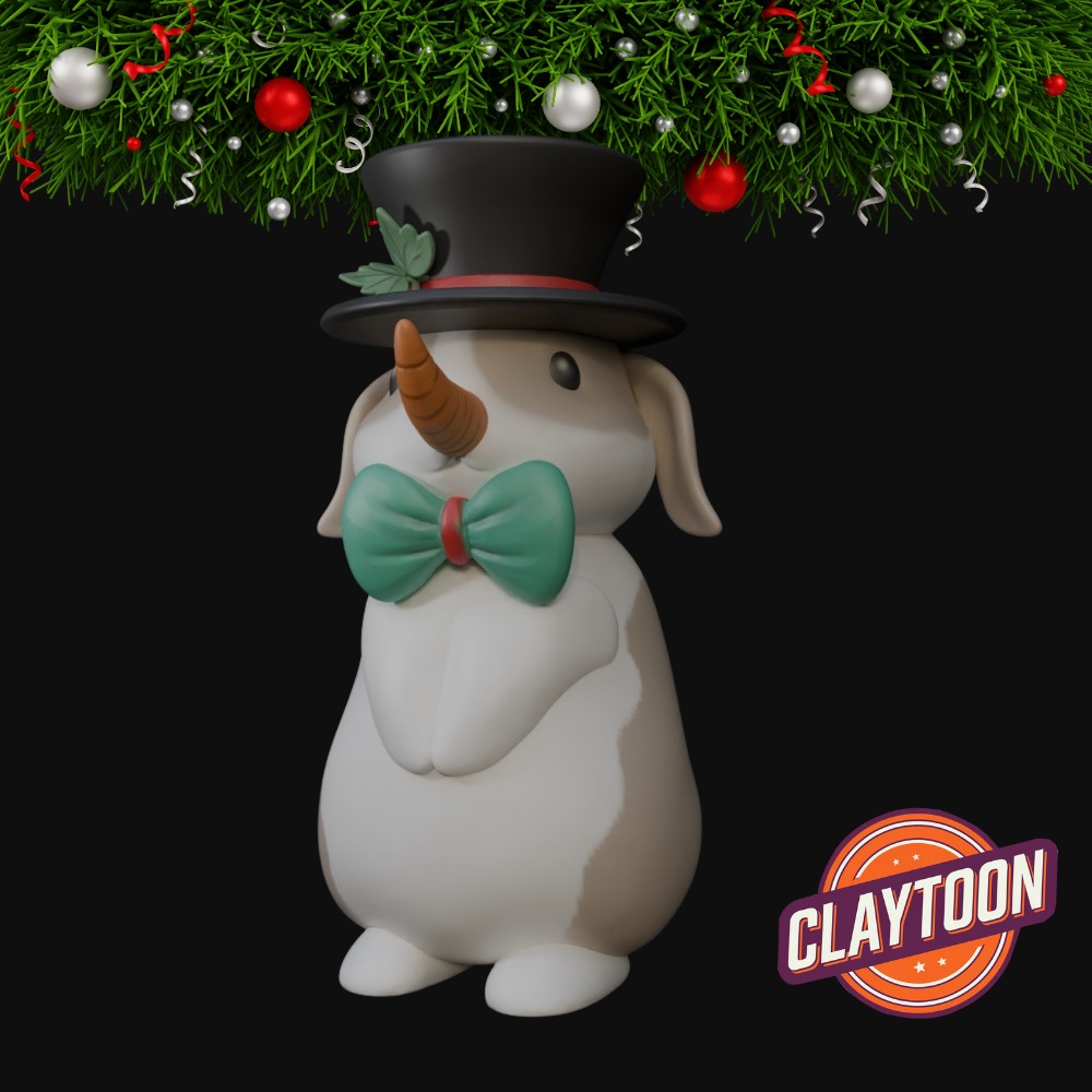 Christmas Snowman Bunny 3D print model_2