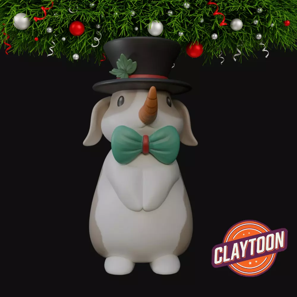 Christmas Snowman Bunny 3D print model_0