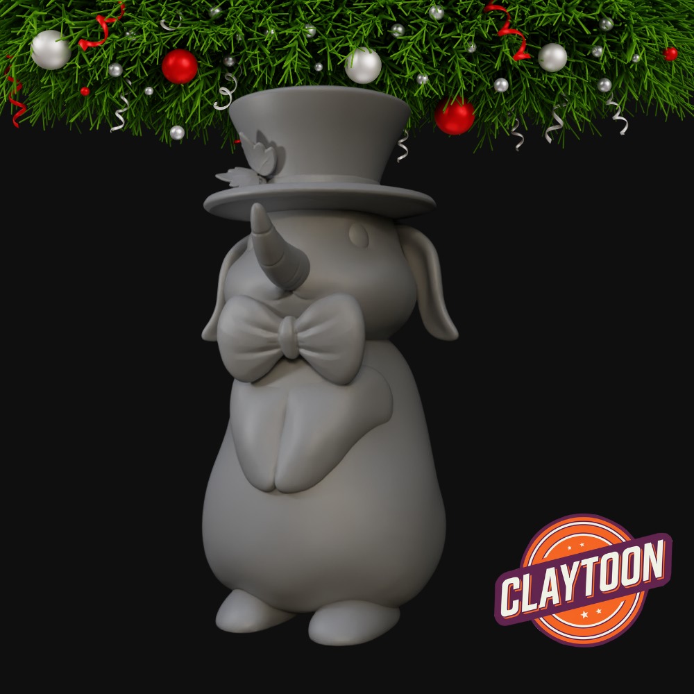 Christmas Snowman Bunny 3D print model_3