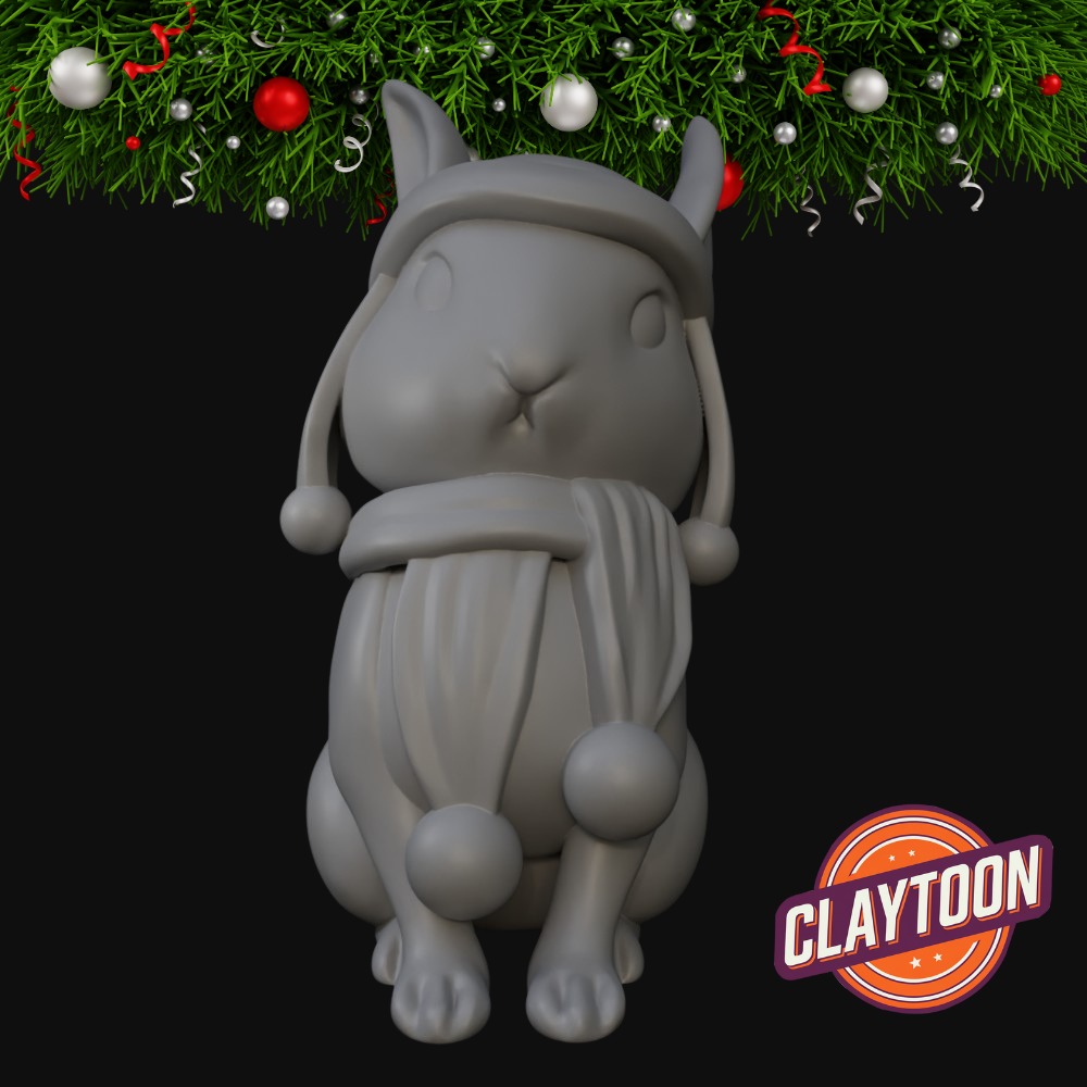  Christmas Scarf Bunny 3D print model_3