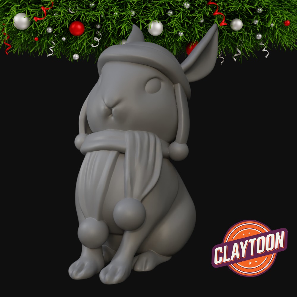  Christmas Scarf Bunny 3D print model_1