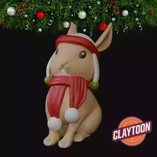  Christmas Scarf Bunny 3D print model