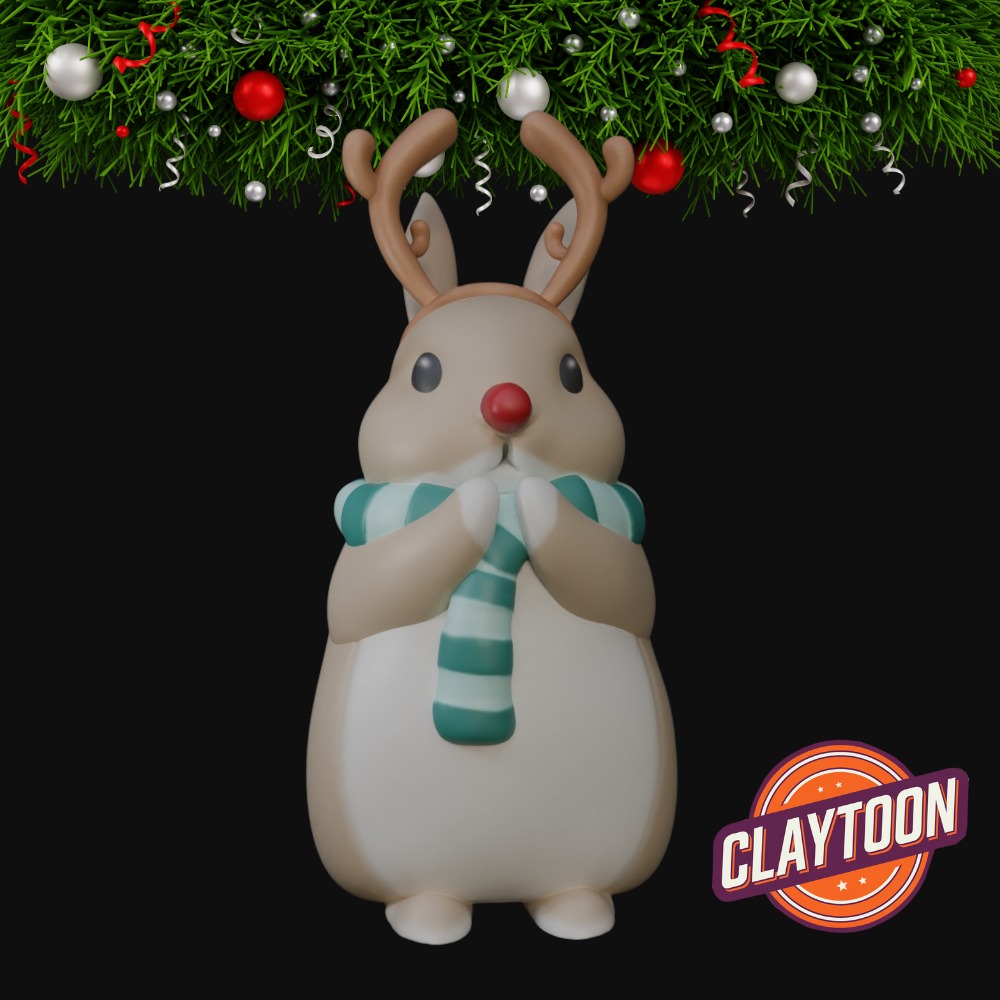 Christmas Reindeer Bunny 3D print model_2