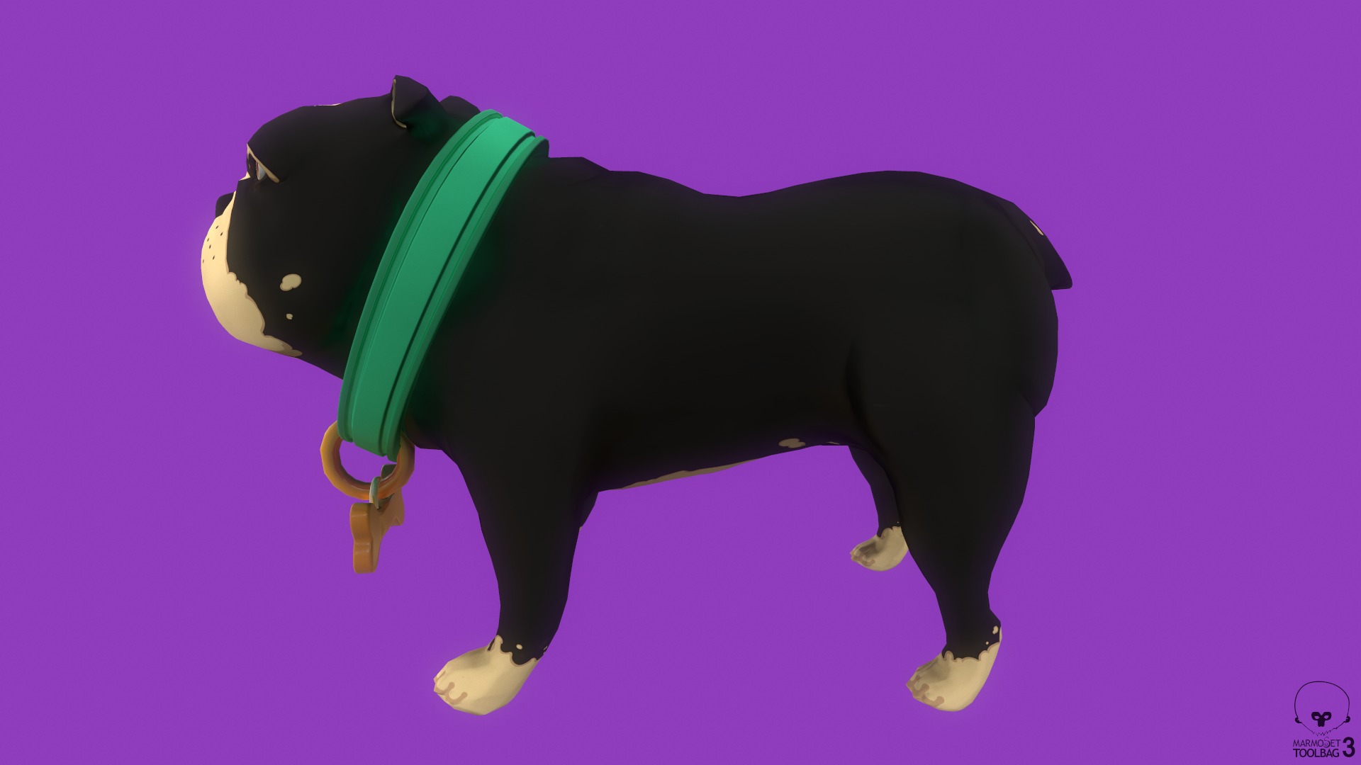 Stylized Black English Bulldog for Games and Animation Low-poly 3D model_4