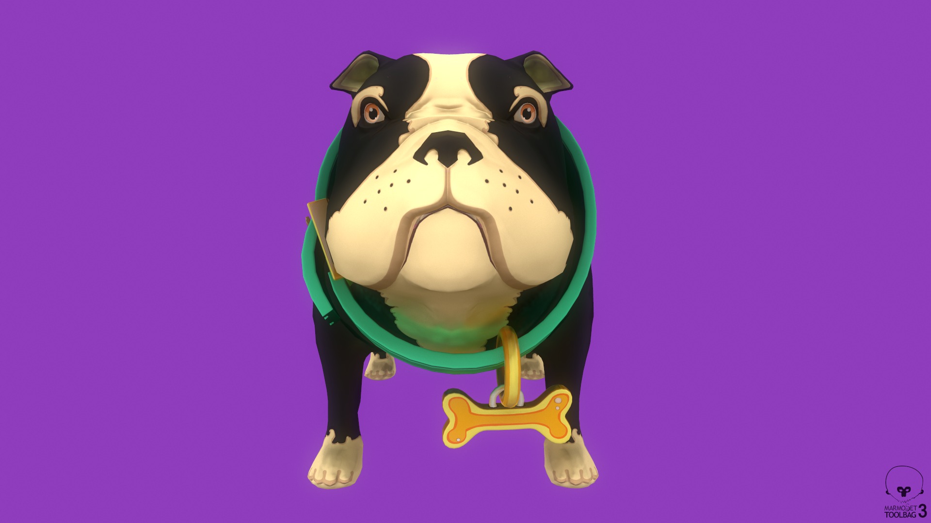 Stylized Black English Bulldog for Games and Animation Low-poly 3D model_3
