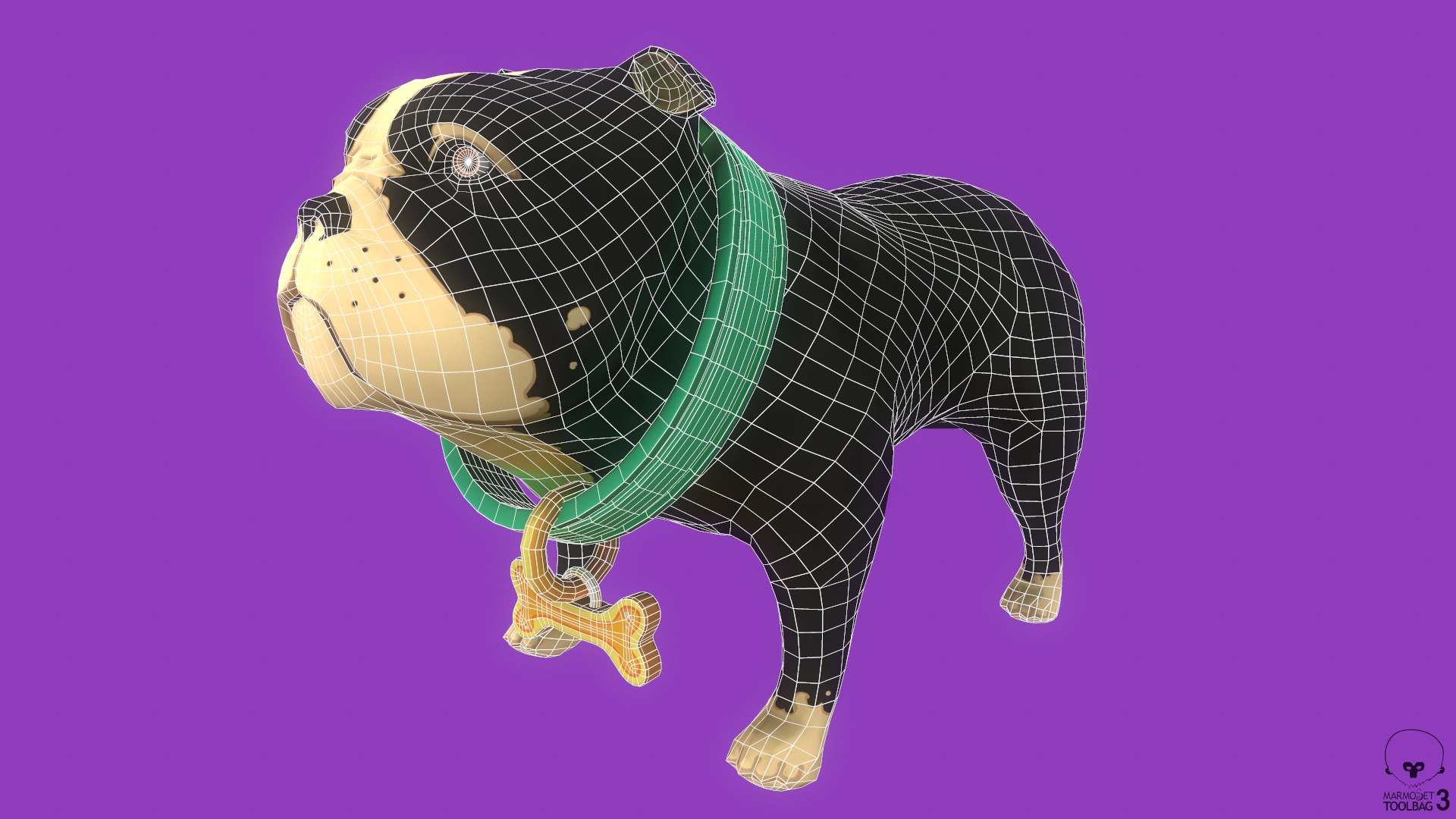 Stylized Black English Bulldog for Games and Animation Low-poly 3D model_7