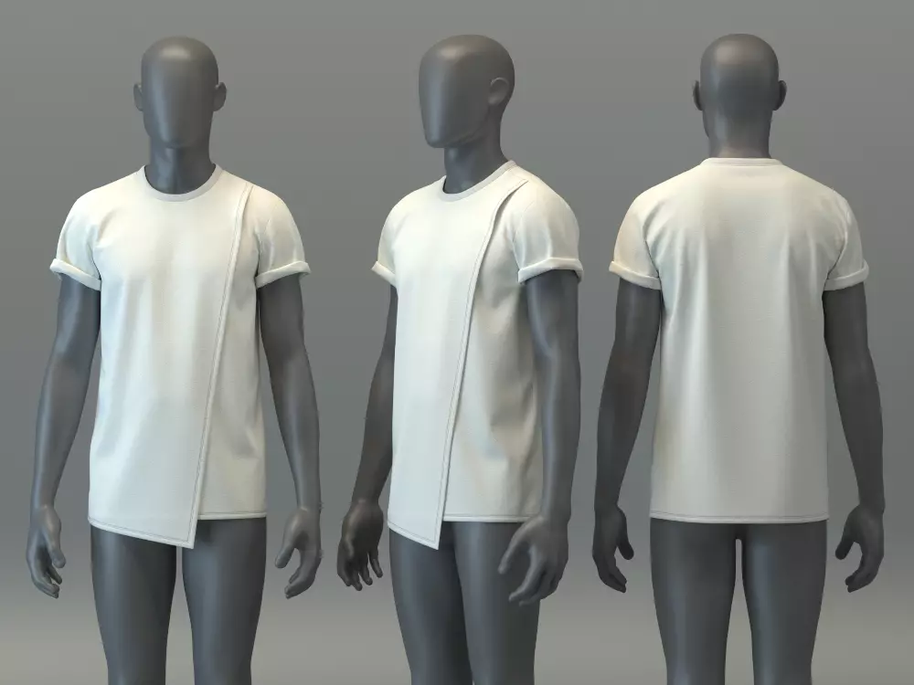 T-Shirt with Asymmetric Hem 3D model