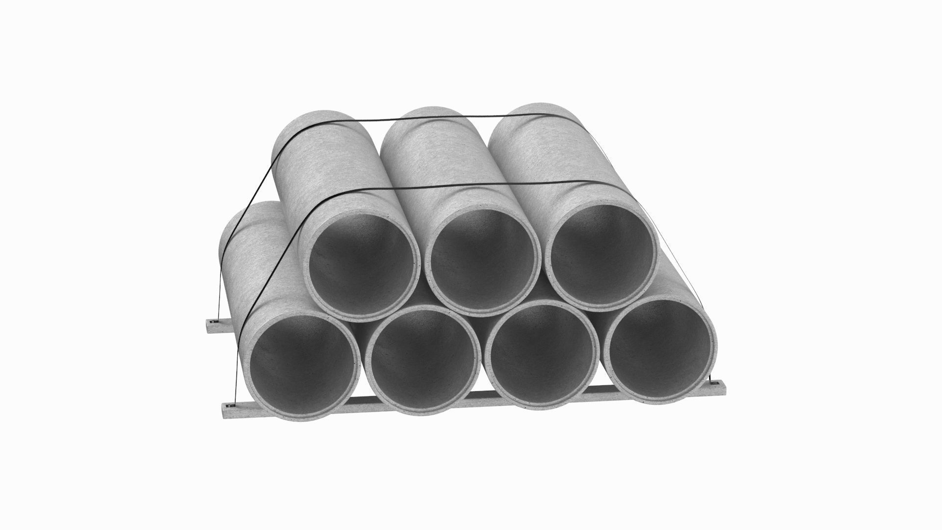 Concrete Industrial Pipes 3D model_2