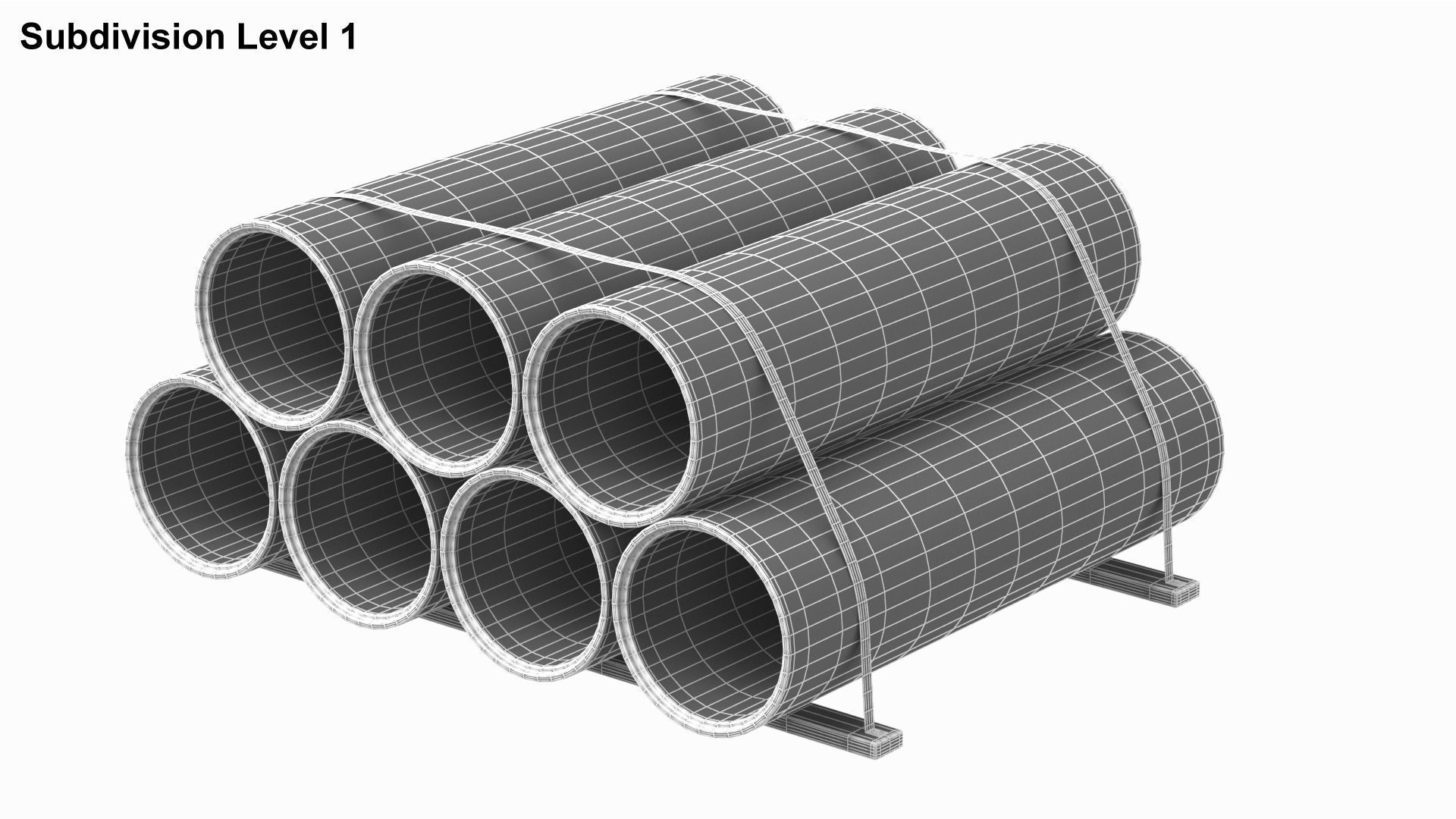 Concrete Industrial Pipes 3D model_7