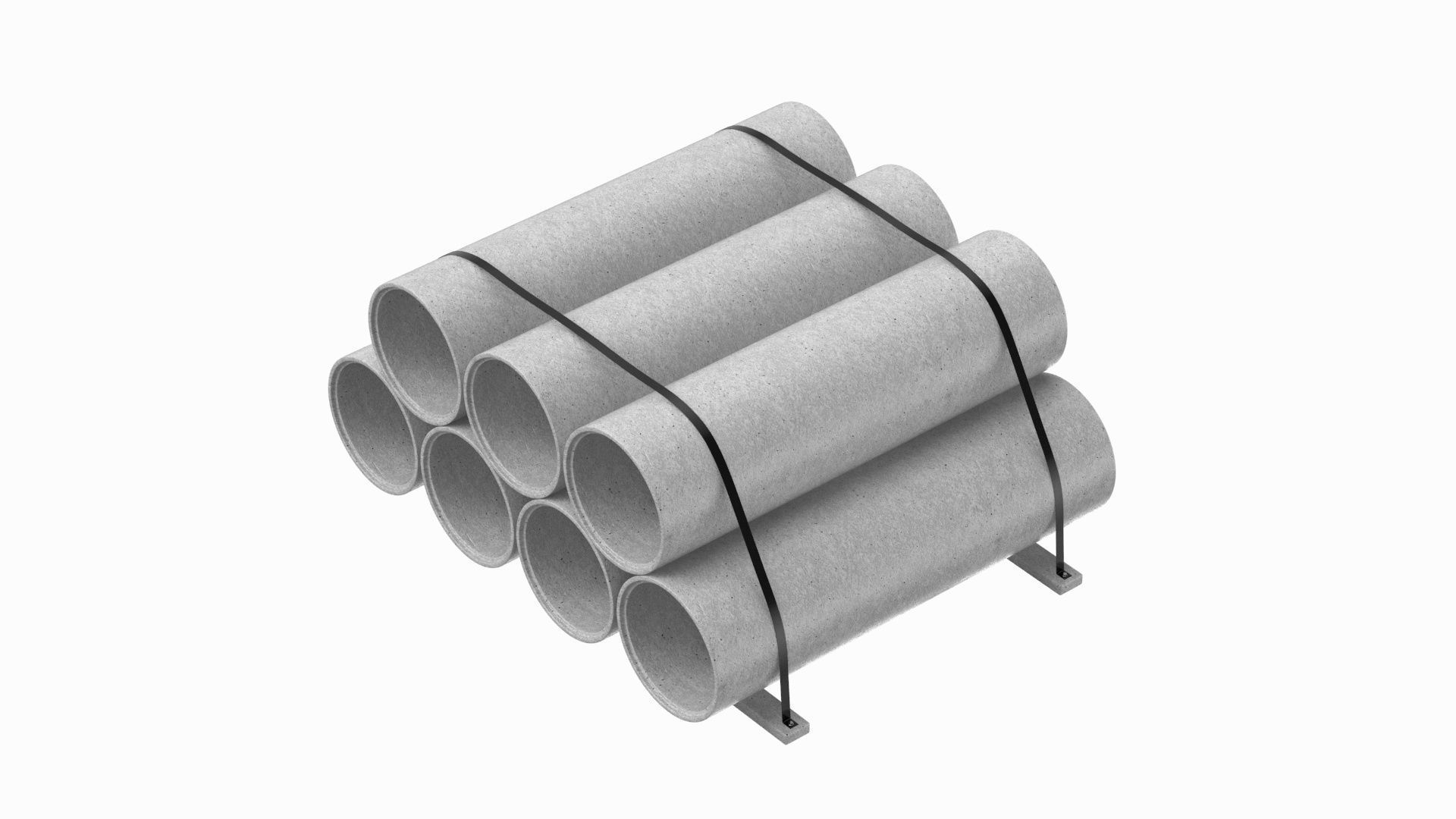 Concrete Industrial Pipes 3D model_4