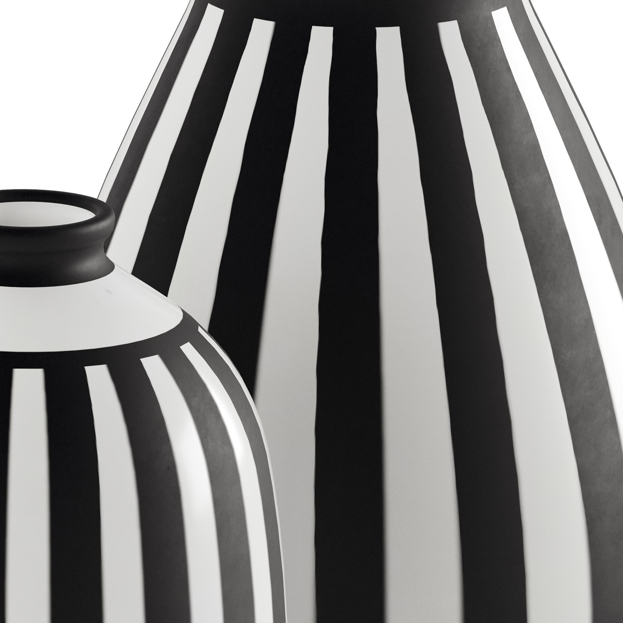 Scandi White and  Black Ceramic Vase 3D model_2