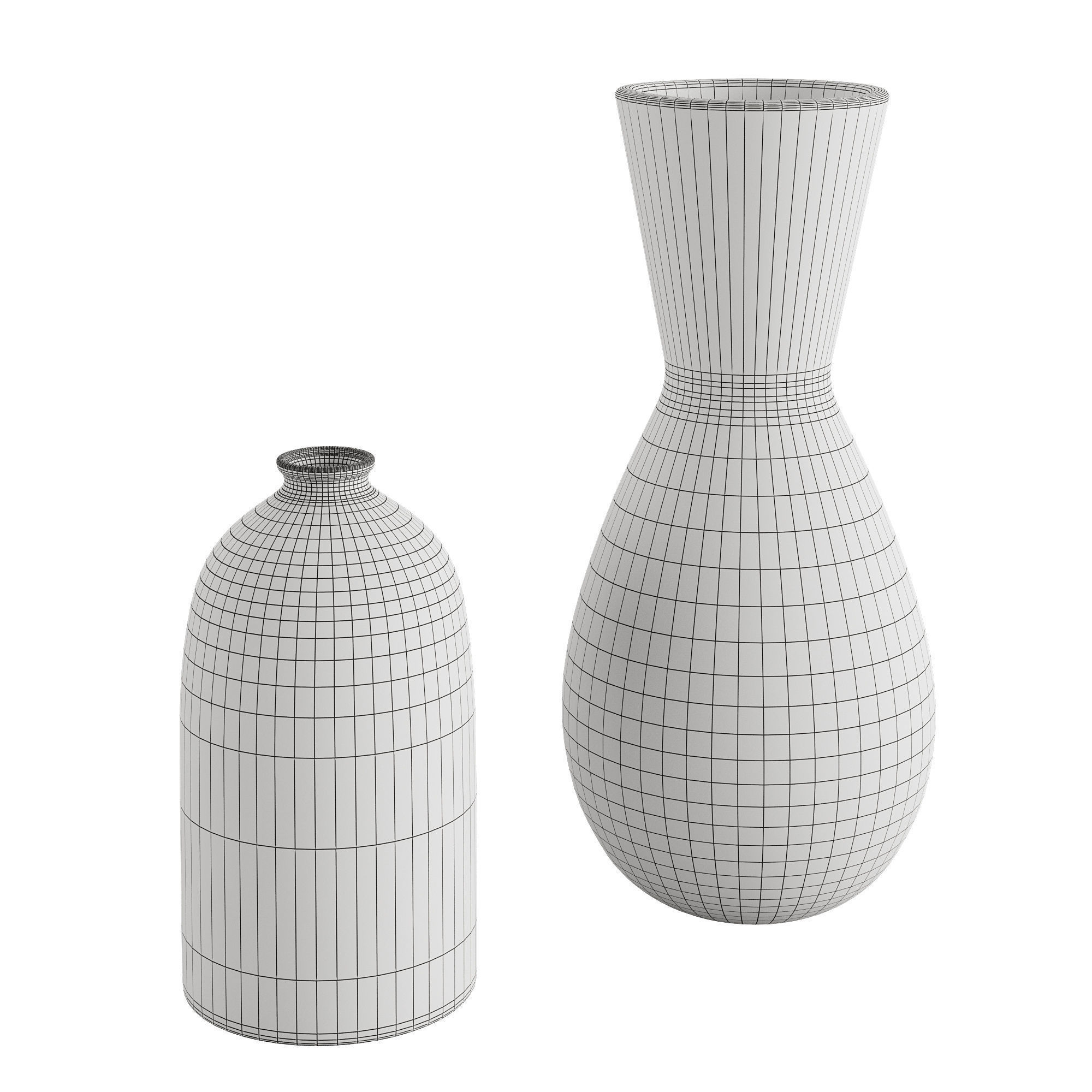 Scandi White and  Black Ceramic Vase 3D model_3
