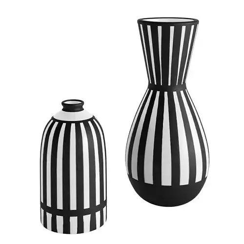 Scandi White and  Black Ceramic Vase 3D model
