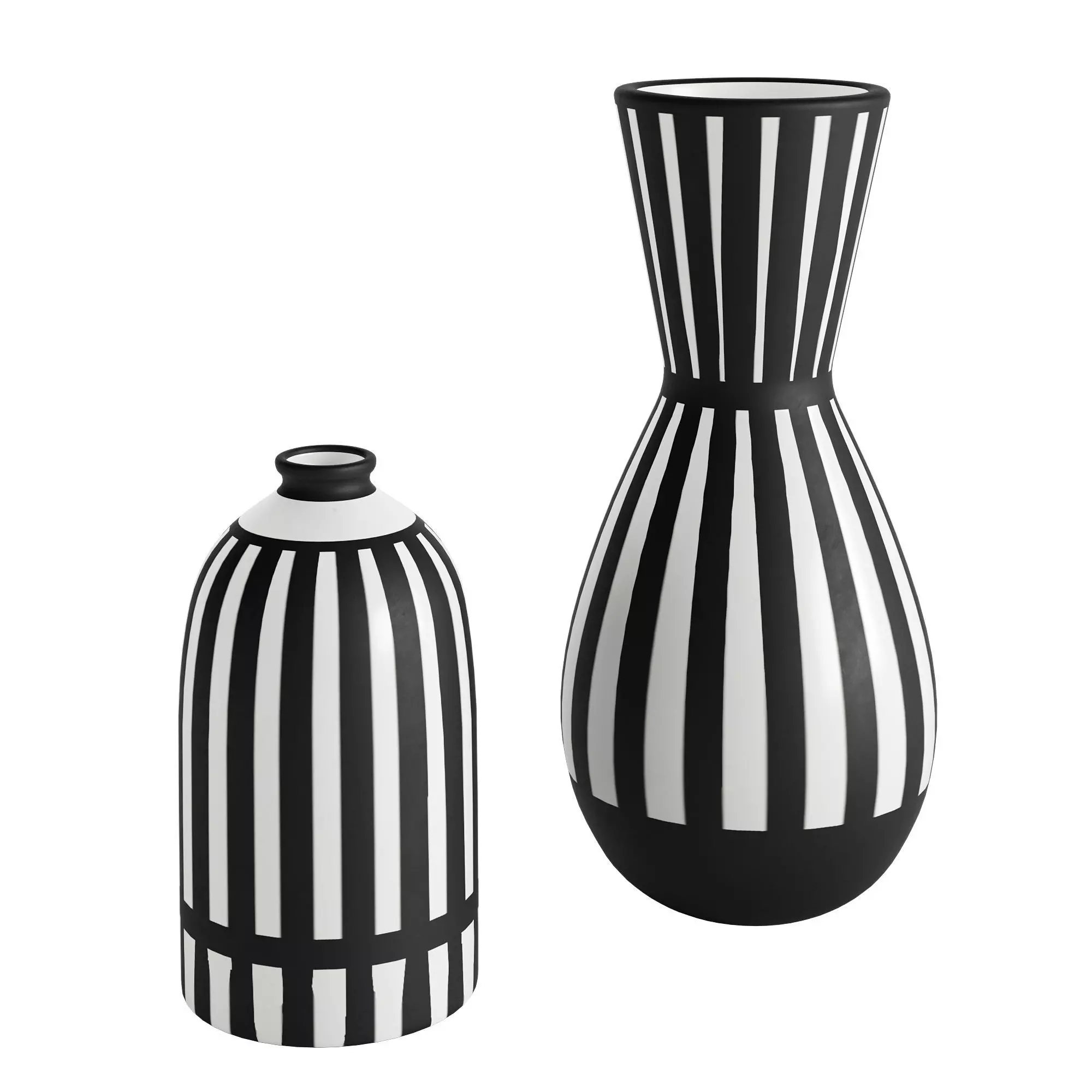 Scandi White and  Black Ceramic Vase 3D model_0