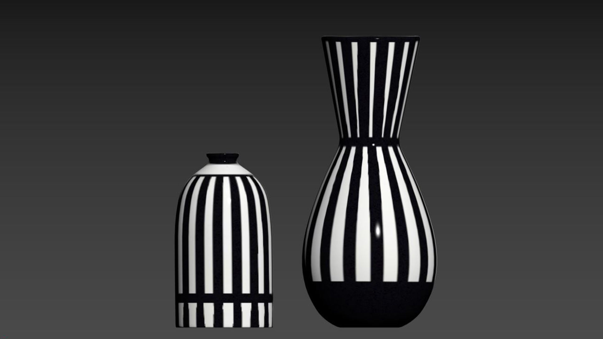 Scandi White and  Black Ceramic Vase 3D model_4