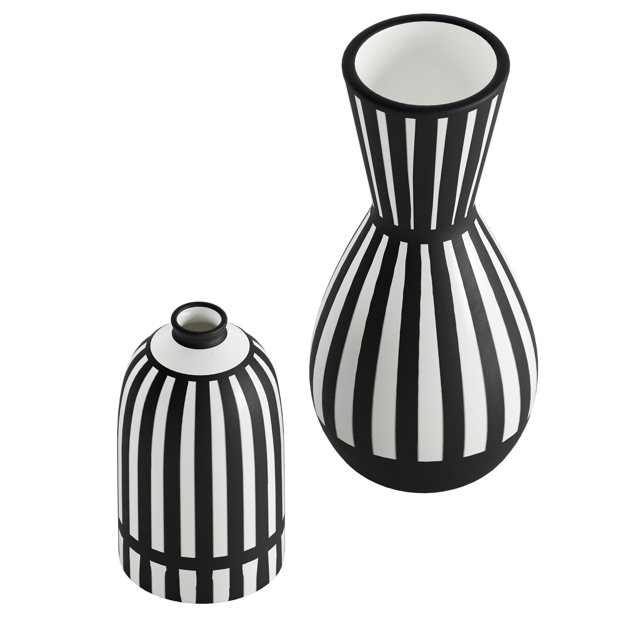 Scandi White and  Black Ceramic Vase 3D model_1