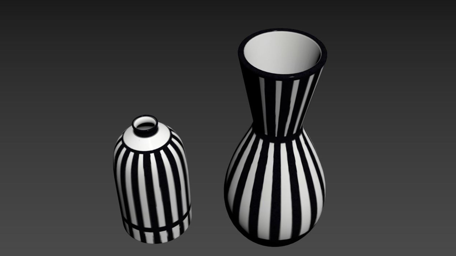 Scandi White and  Black Ceramic Vase 3D model_5