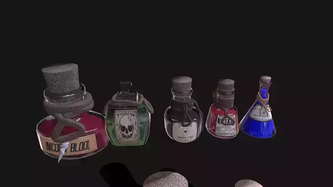 Pack Potions Low-poly 3D model