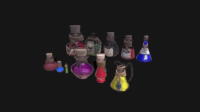 Pack Potions Low-poly 3D model 5
