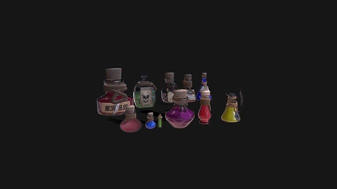 Pack Potions Low-poly 3D model 4