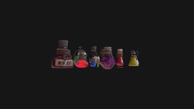 Pack Potions Low-poly 3D model 6
