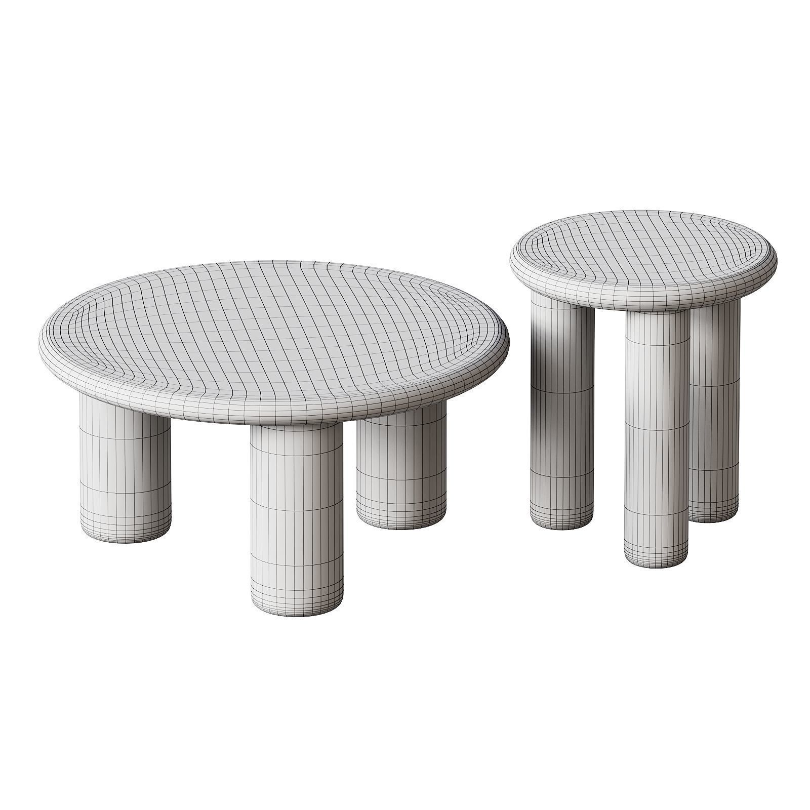 2 Piece Lola Coffee  Side Table Set 3D model_6
