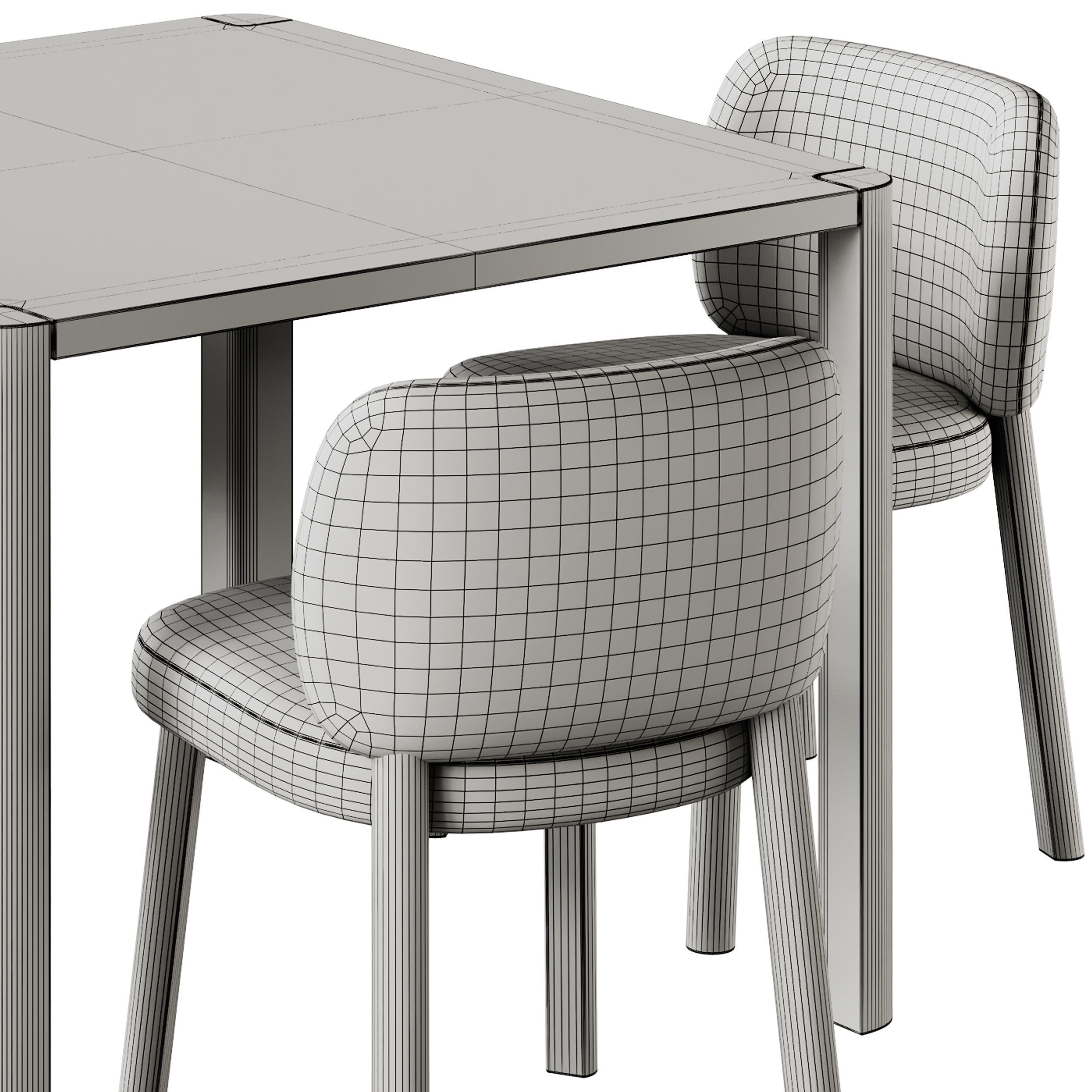 Thonet 1140 Square Dining Table and Bross Aretha Chair 3D model_6
