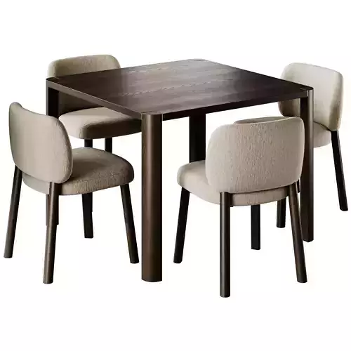 Thonet 1140 Square Dining Table and Bross Aretha Chair
