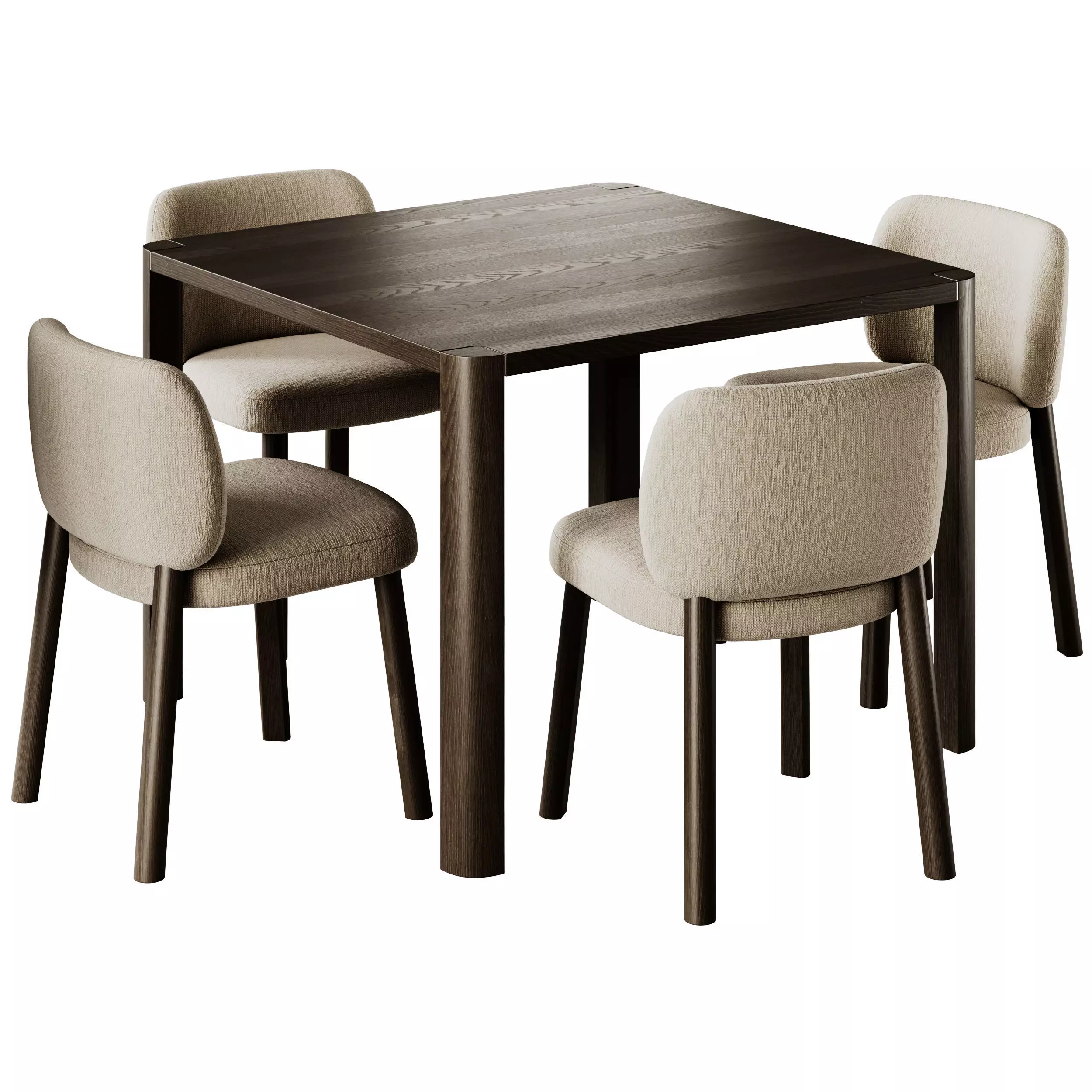 Thonet 1140 Square Dining Table and Bross Aretha Chair 3D model_0