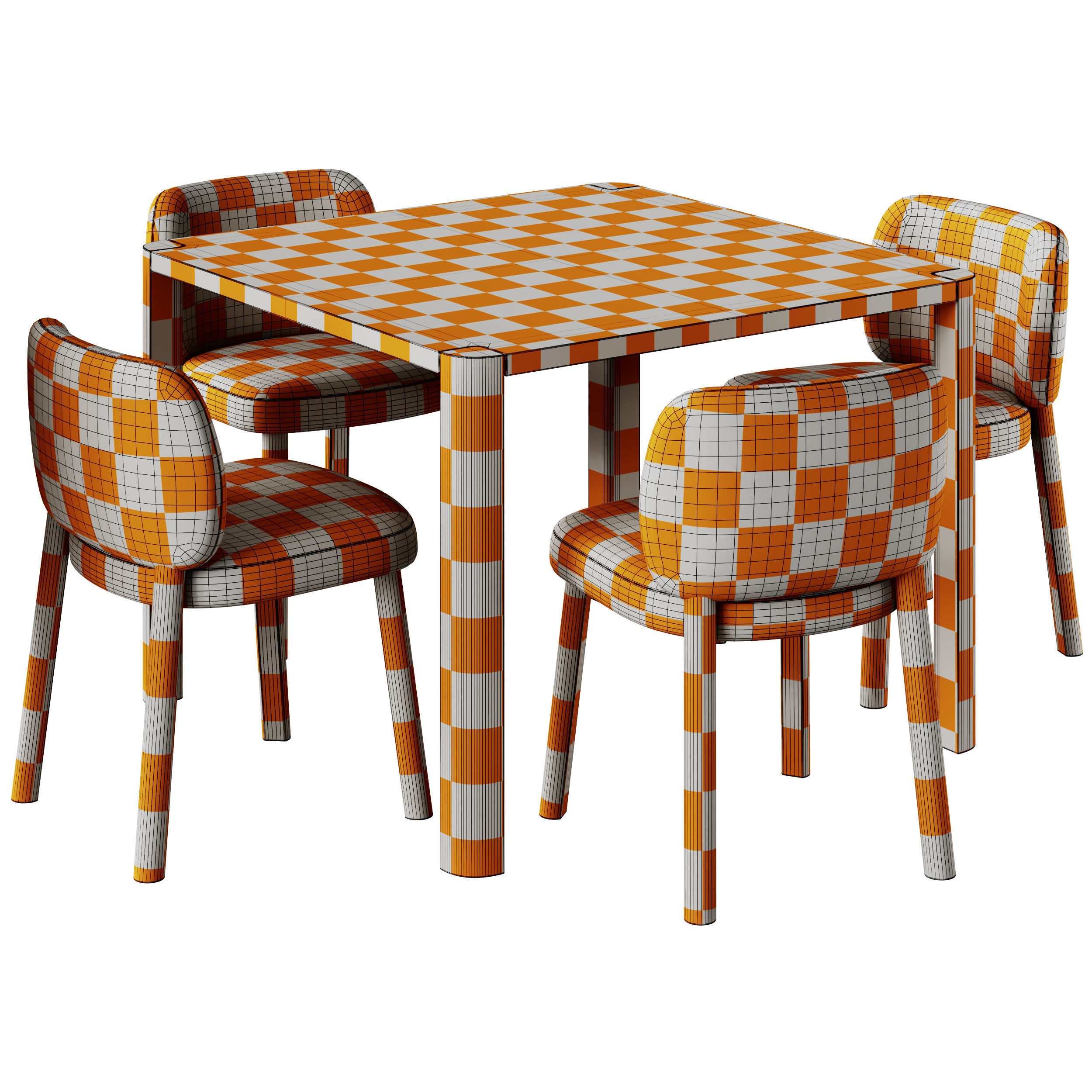 Thonet 1140 Square Dining Table and Bross Aretha Chair 3D model_7
