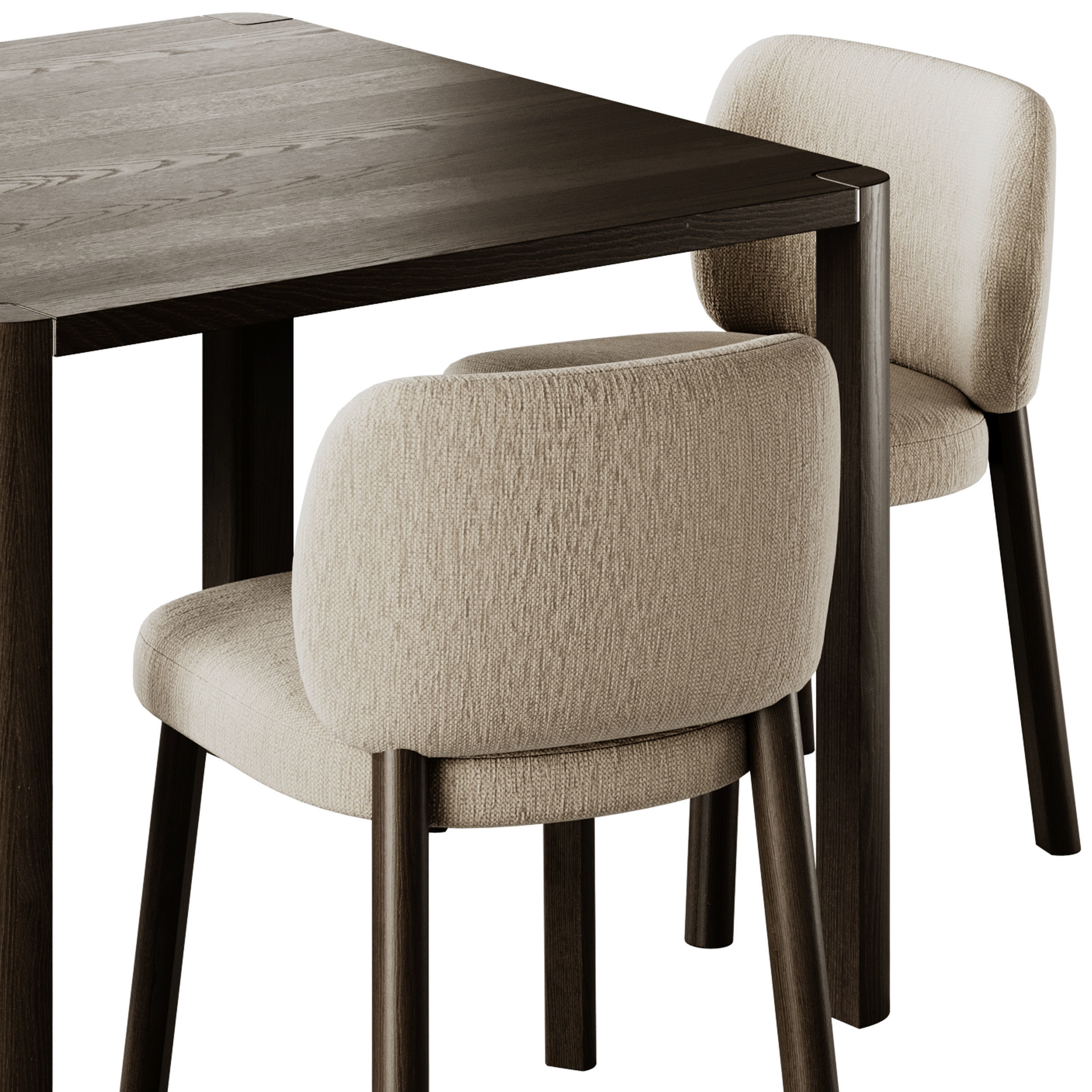 Thonet 1140 Square Dining Table and Bross Aretha Chair 3D model_4