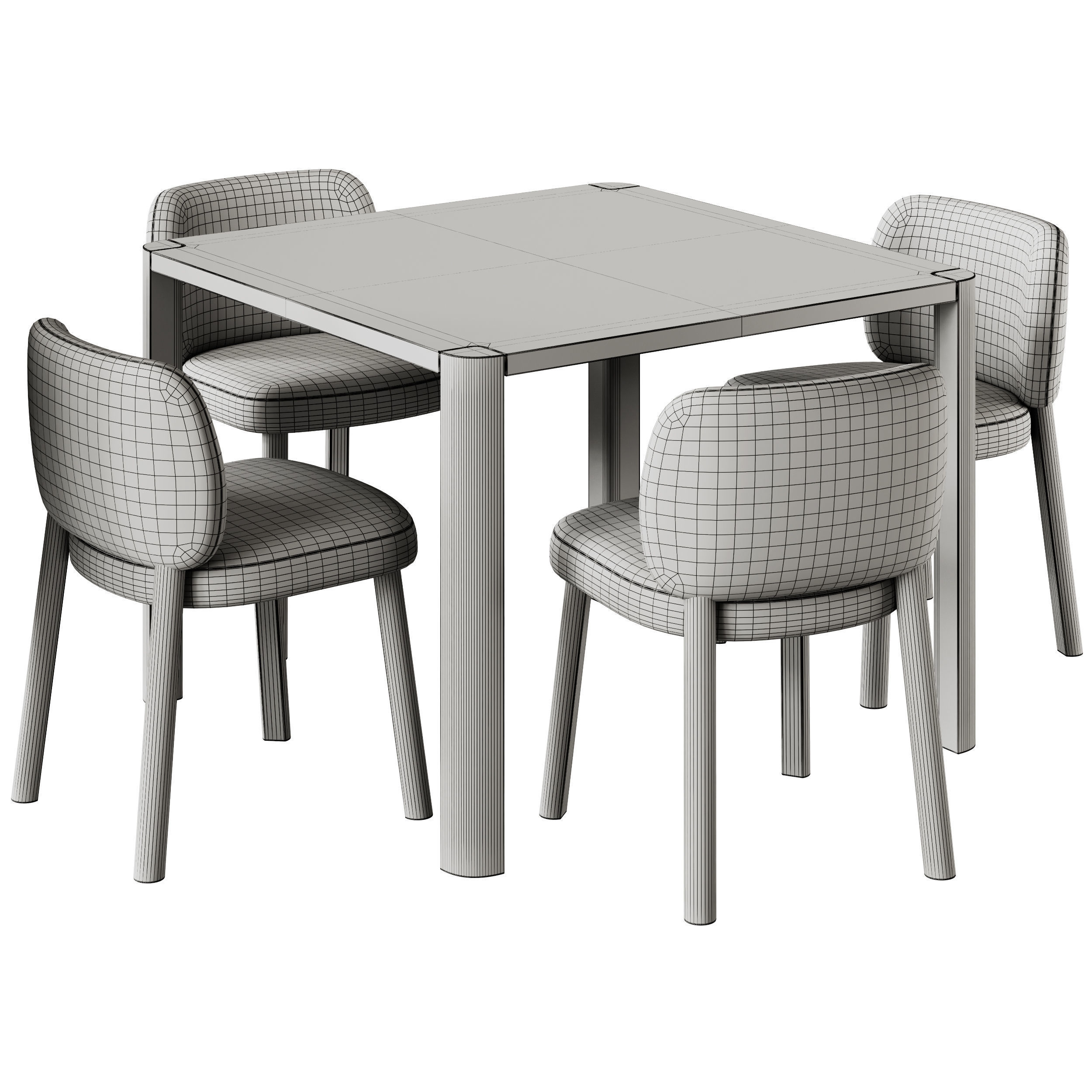 Thonet 1140 Square Dining Table and Bross Aretha Chair 3D model_5