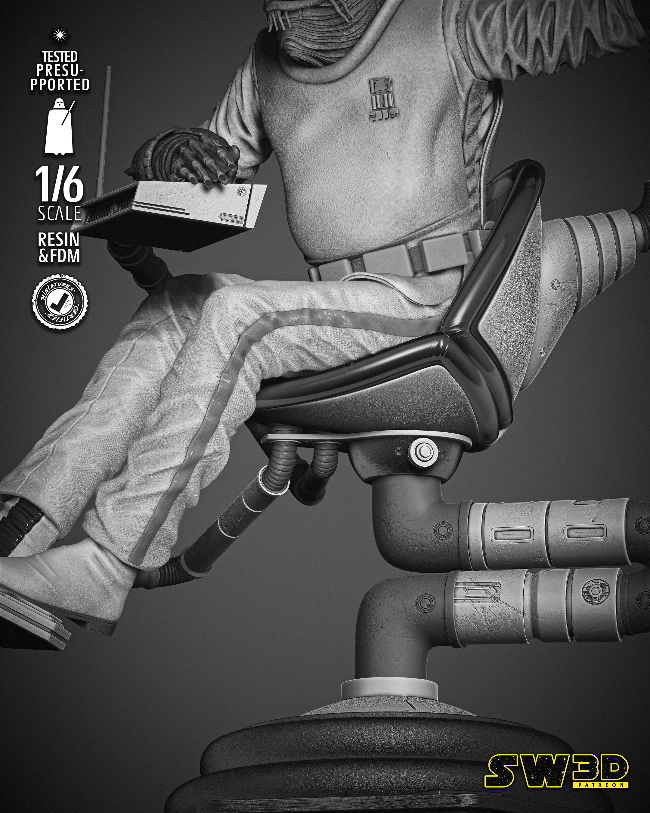 STAR WARS Ackbar Admiral Sculpture 3D print model_30