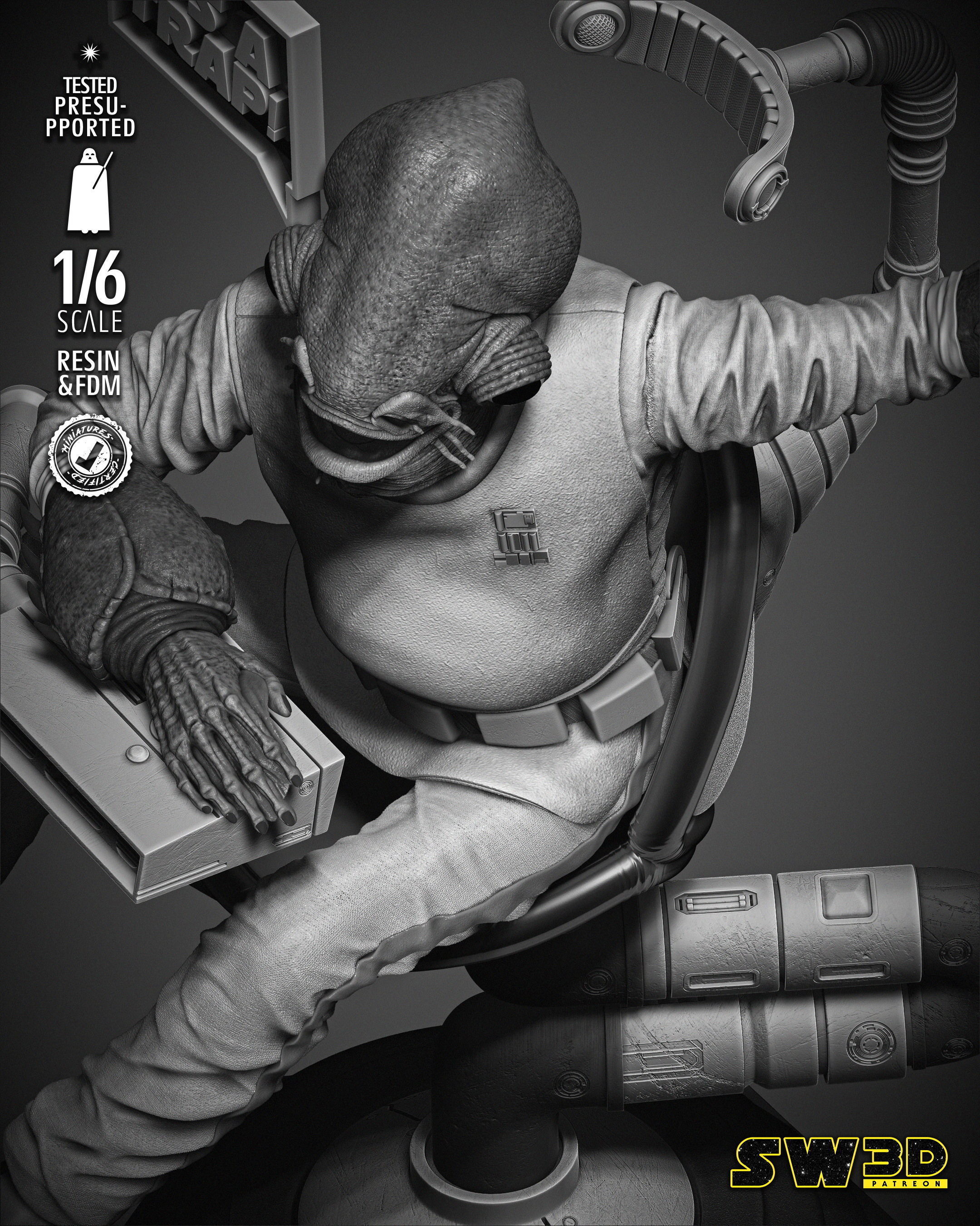 STAR WARS Ackbar Admiral Sculpture 3D print model_41