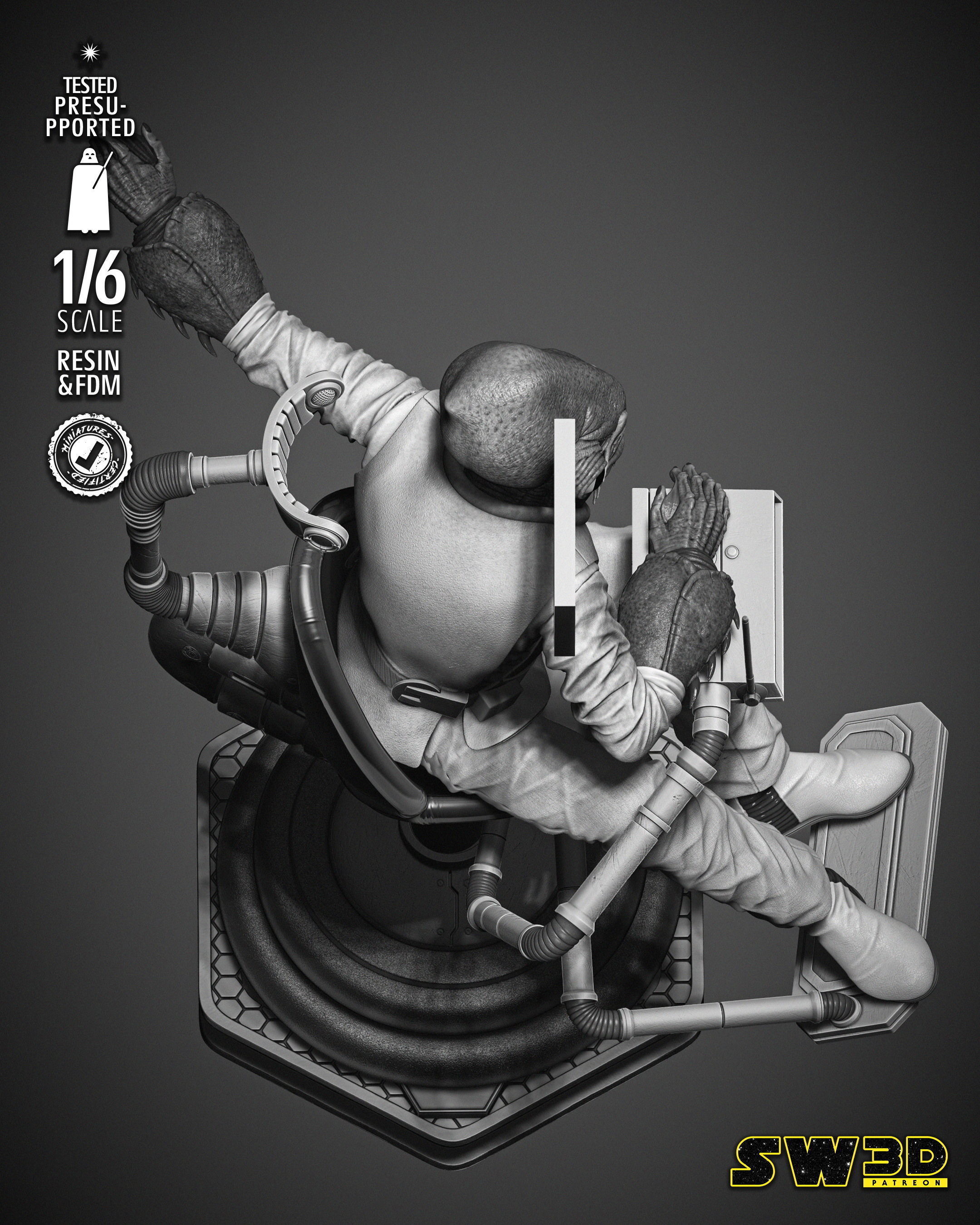 STAR WARS Ackbar Admiral Sculpture 3D print model_29