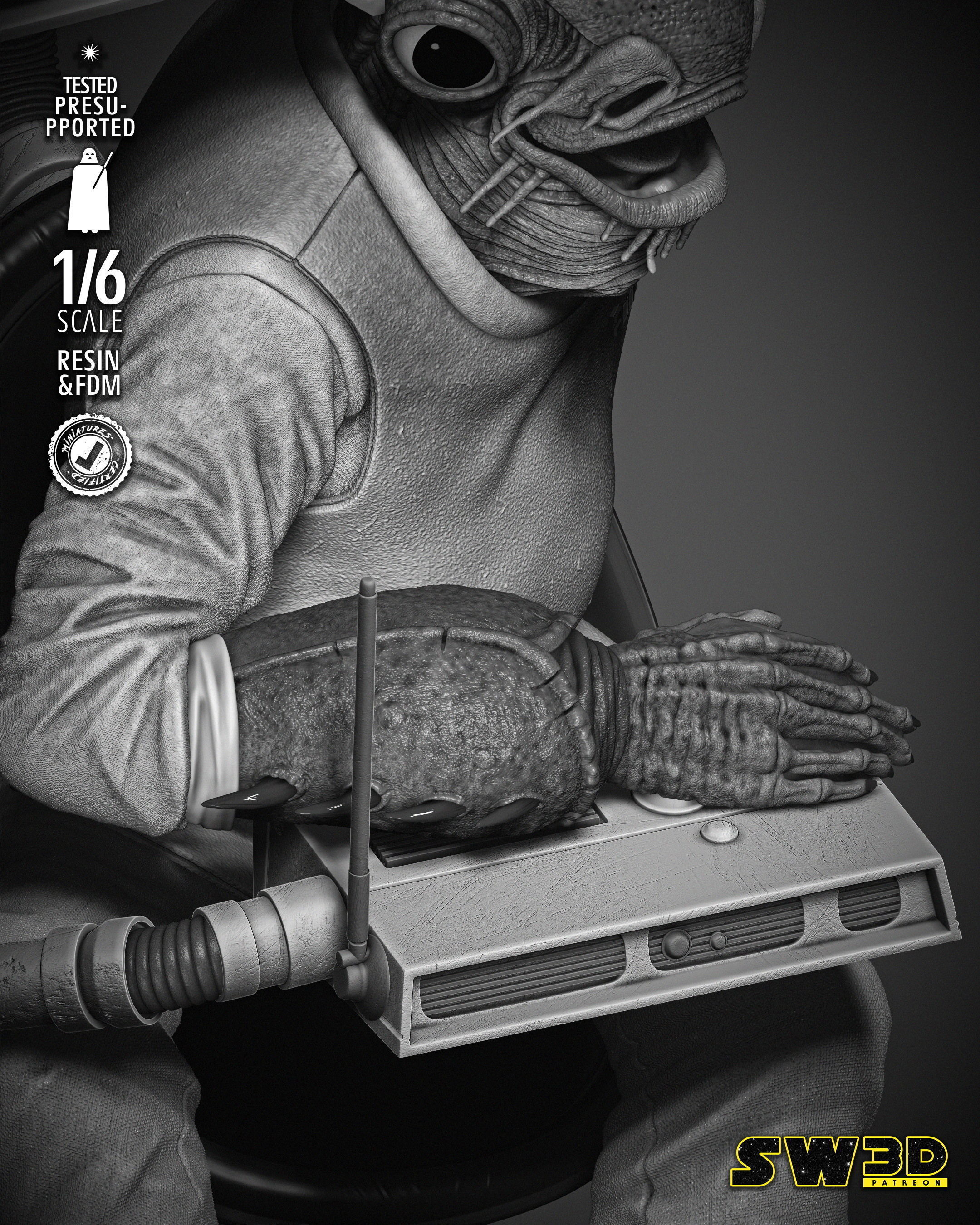 STAR WARS Ackbar Admiral Sculpture 3D print model_33