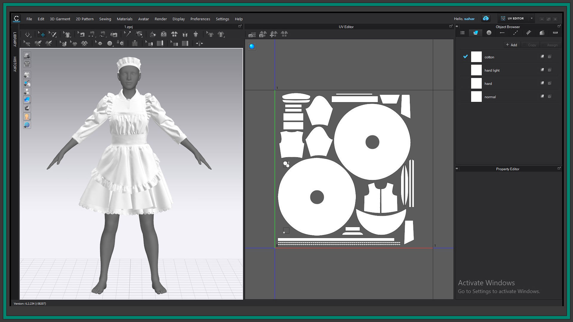 female housemaid uniform with texture 3D model_5
