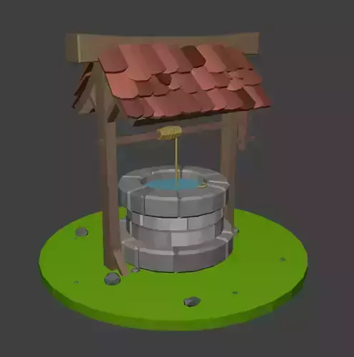 low poly well 3D model