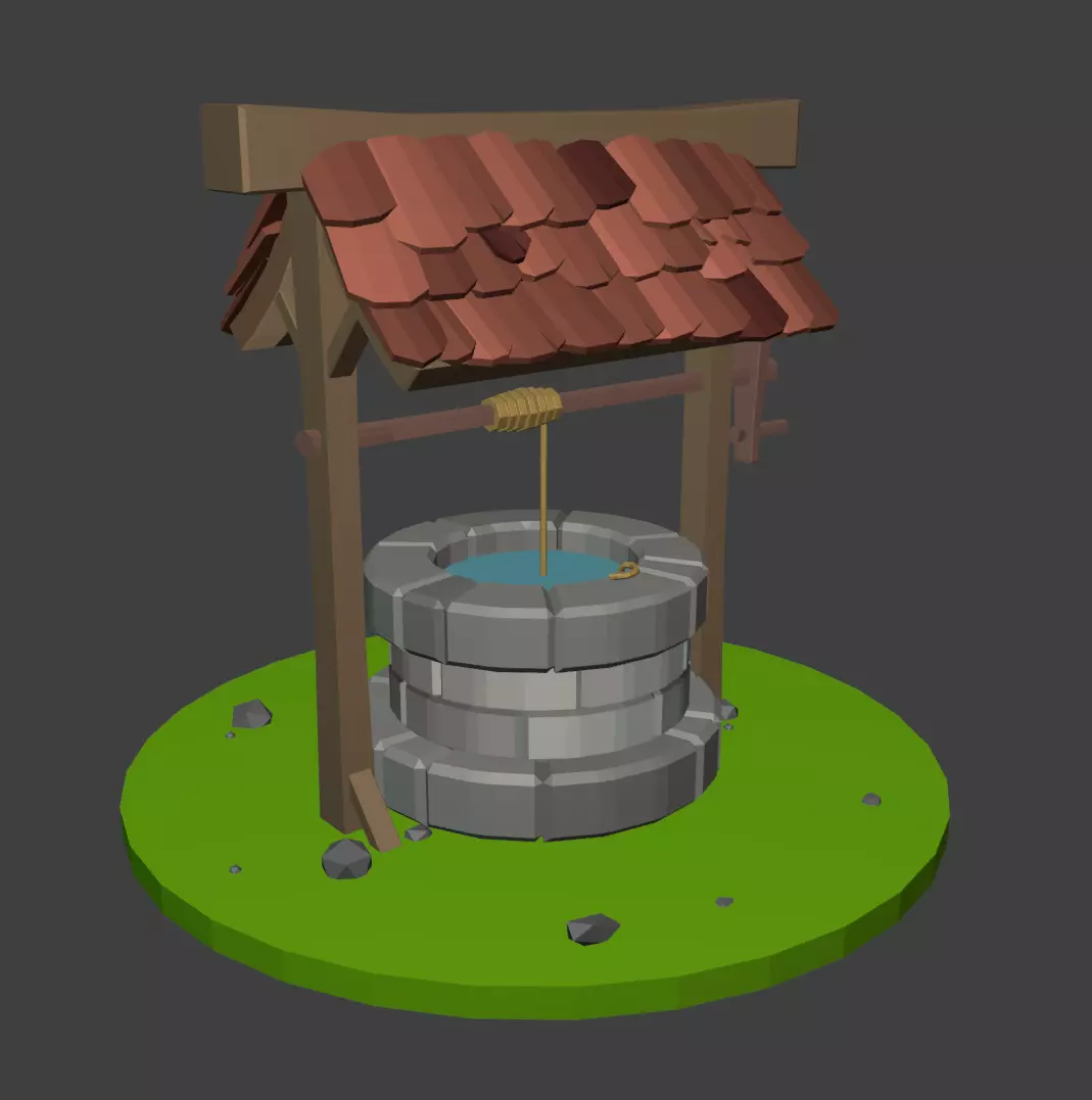 low poly well 3D model 3D model_0