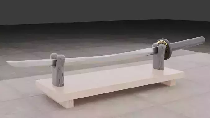 Realistic Japanese Katana with Wooden Display stand