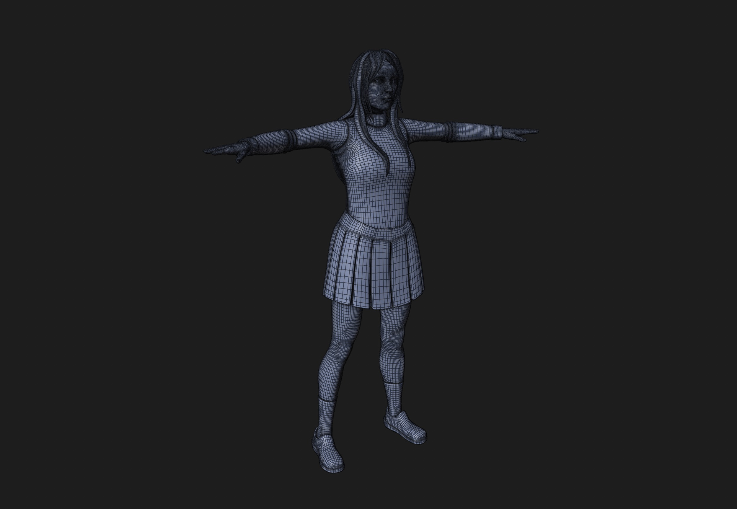 Anime Goth Girl - Rigged 3D model_5