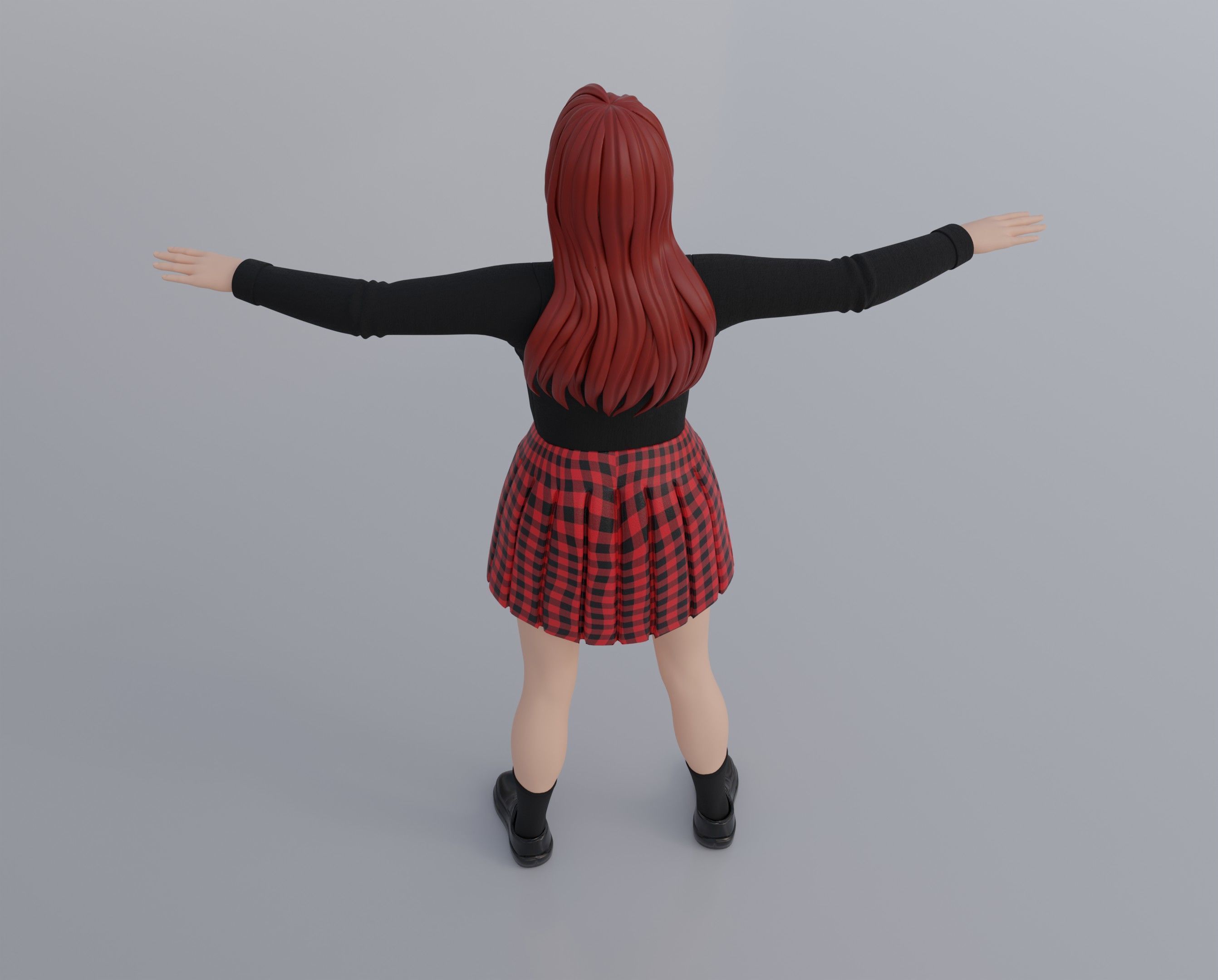 Anime Goth Girl - Rigged 3D model_3