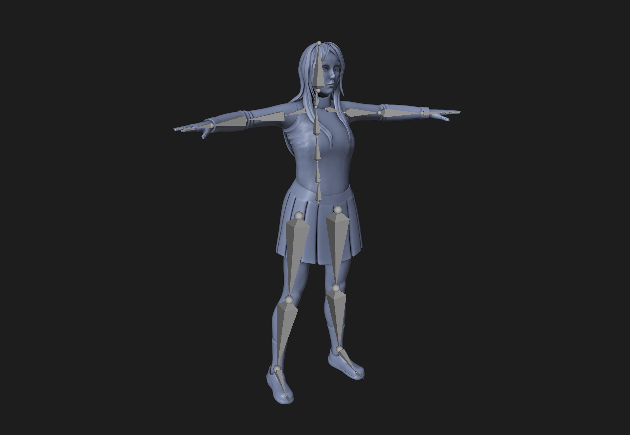 Anime Goth Girl - Rigged 3D model_6
