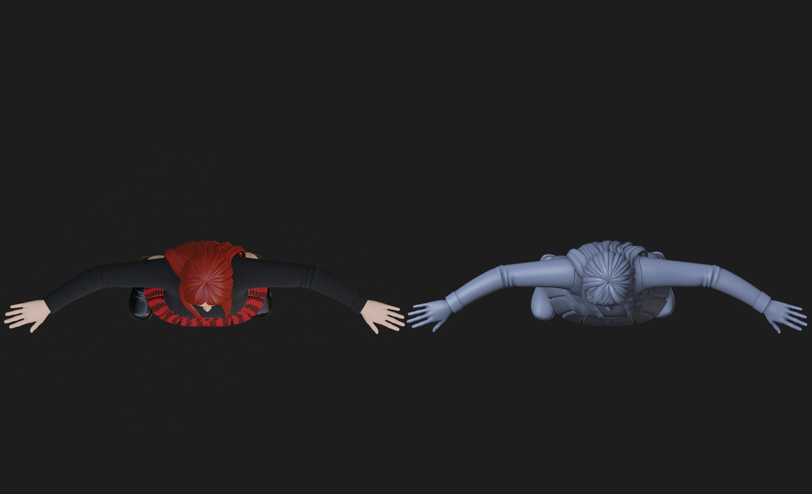 Anime Goth Girl - Rigged 3D model_10