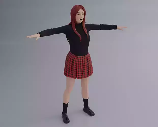 Anime Goth Girl - Rigged 3D model Anime Goth Girl - Rigged 3D model