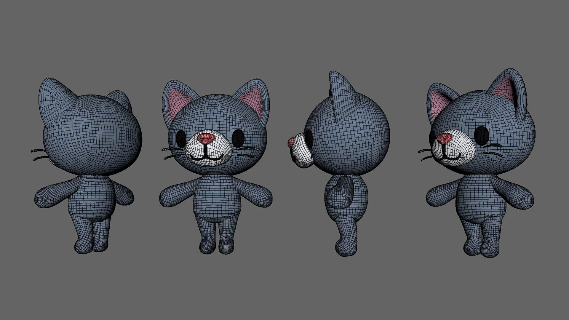 Little Cat Animated Cute 3D Models For Games And Animations Low-poly 3D model_11