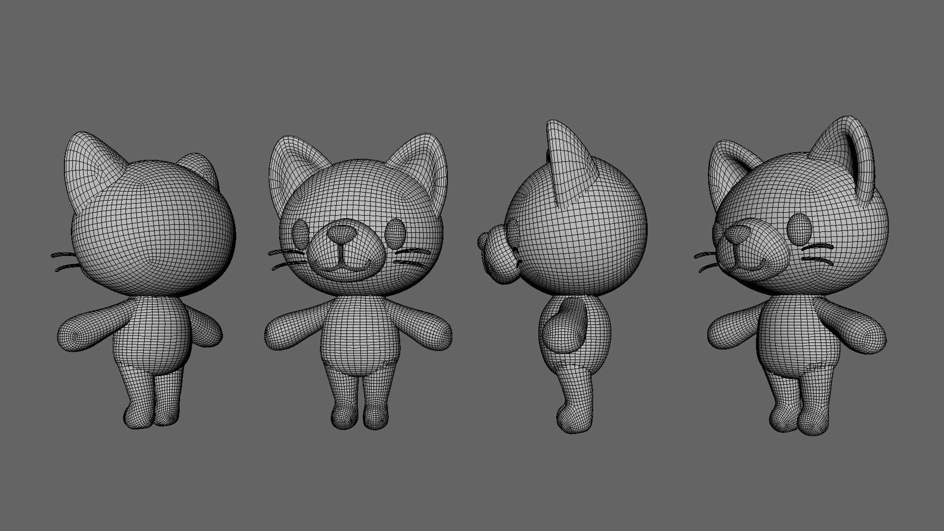 Little Cat Animated Cute 3D Models For Games And Animations Low-poly 3D model_10