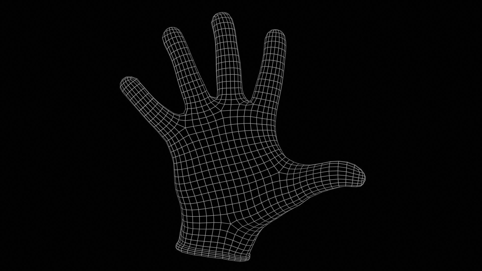 Gloved Hand 058 Low-poly 3D model_10